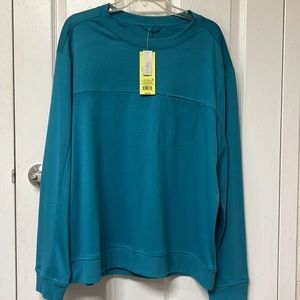 Turquoise crew neck, quick dry sweatshirt